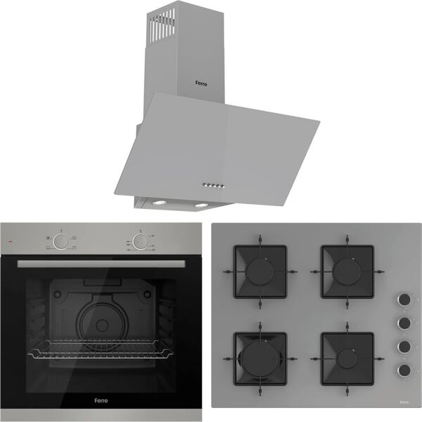 Ferre XE61MDV - SS208 - D088 4 Prog. Mekanik Statik XL 78 Litre Ankastre Set - Gri