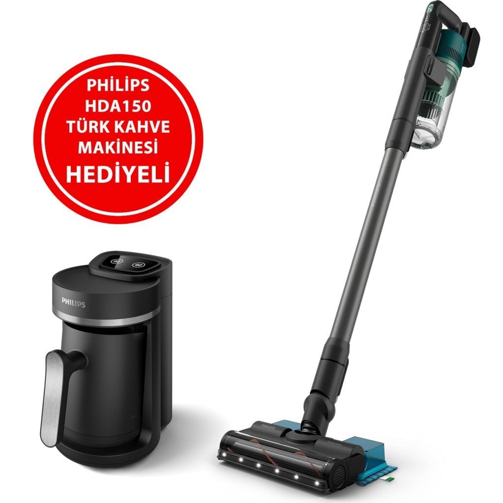 Philips XC6557/01 Aqua Dikey Şarjlı Süpürge + HDA150/61 Kahve Makinesi Hediyeli