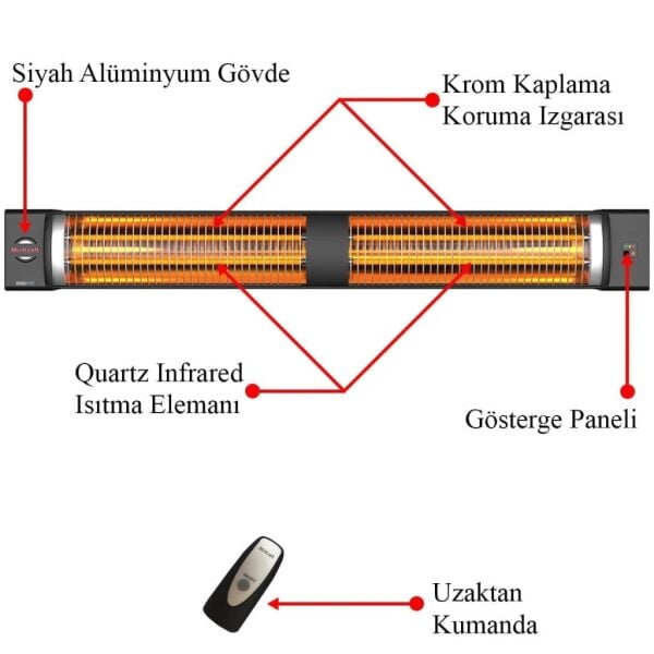 MirKraft Square 2800W Uzaktan Kumandalı Dış Mekan Infrared Isıtıcı