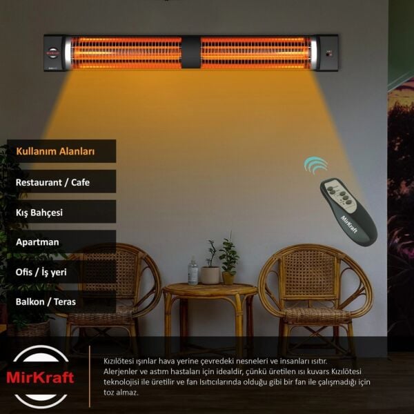 MirKraft Square 2800W Uzaktan Kumandalı Dış Mekan Infrared Isıtıcı