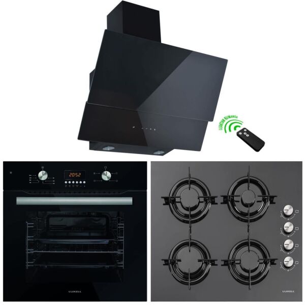 Luxell DT 4 Program Dijital Turbo Siyah Cam Ankastre Set