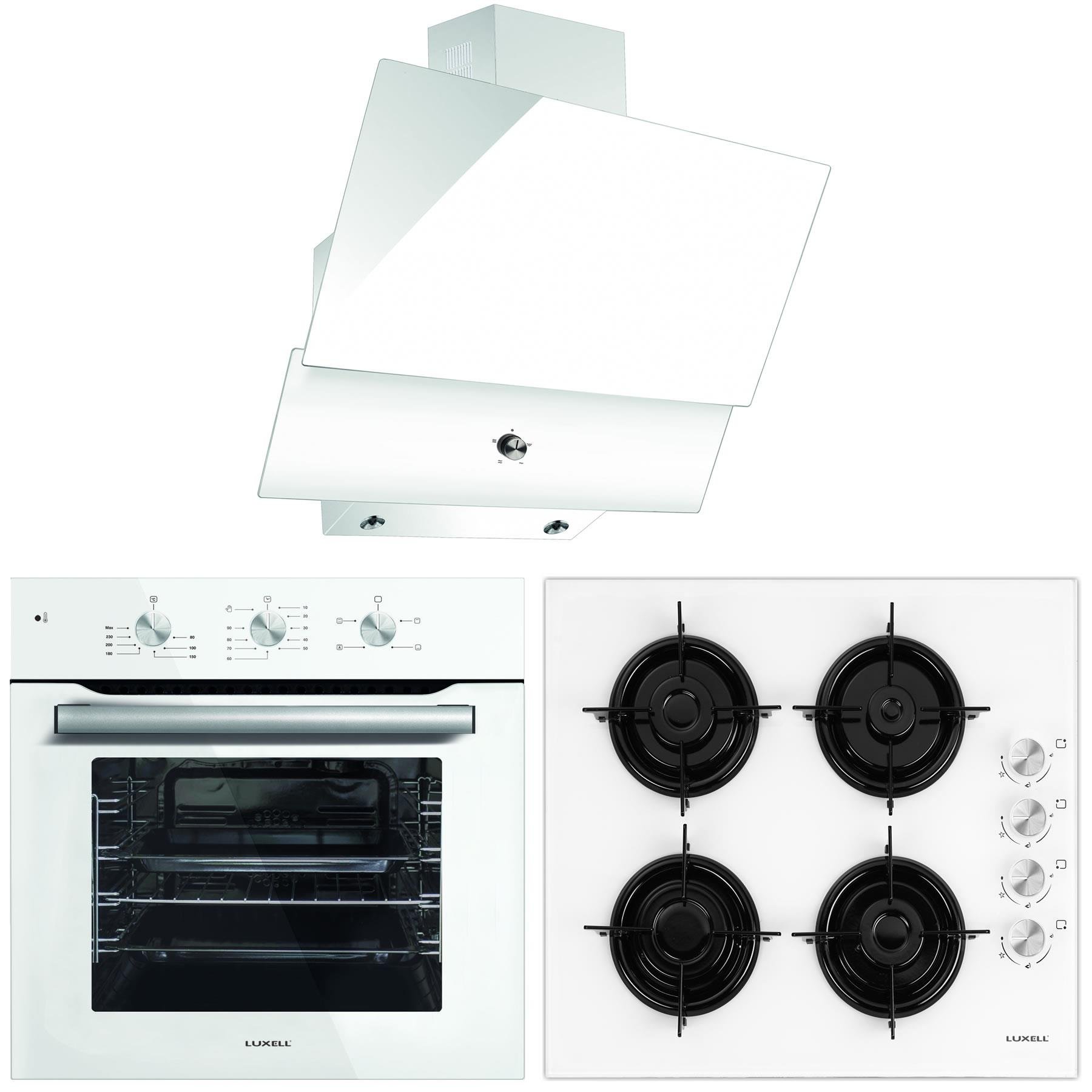 Luxell Kristal 4 Program Turbo Ankastre Beyaz Cam Set