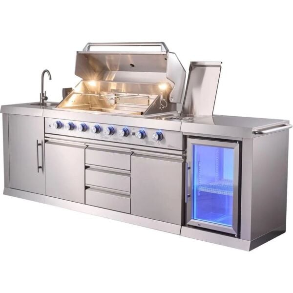 Berfmann BRGG-275S 6+2 Barbekü ve Buzdolaplı Paslanmaz Çelik Outdoor Mutfak