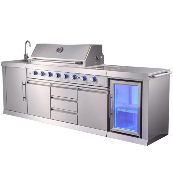 Berfmann BRGG-275S 6+2 Barbekü ve Buzdolaplı Paslanmaz Çelik Outdoor Mutfak