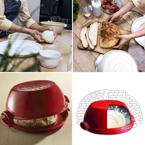 Emile Henry EH345507 Seramik Yuvarlak Ekmek Fırın Kabı (32,5x30x14 / 5,2 Litre)
