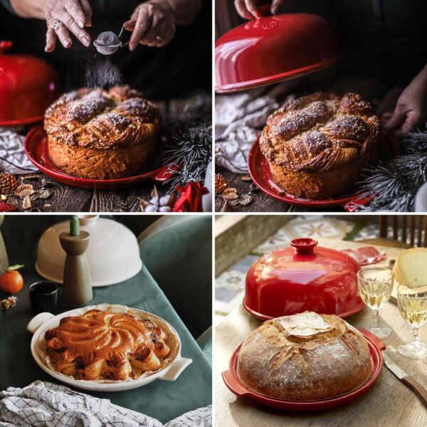 Emile Henry EH799108 Seramik Yuvarlak Ekmek Fırın Kabı (34x34x16,5 / 4,5 Litre)