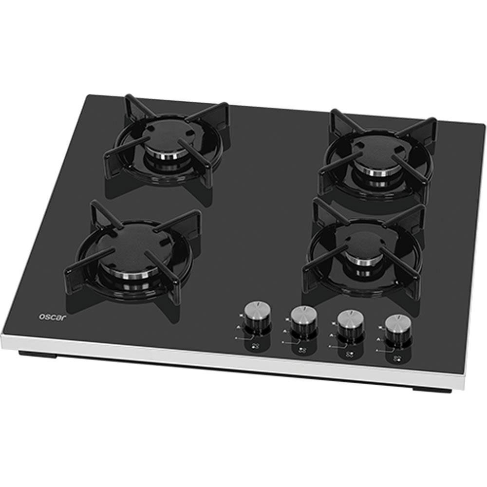 Oscar 3127 4 Gözlü Siyah Cam Set Üstü Ocak (Doğalgaz Uyumlu)