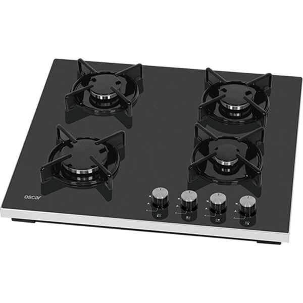 Oscar 3127 4 Gözlü Siyah Cam Set Üstü Ocak (Doğalgaz Uyumlu)