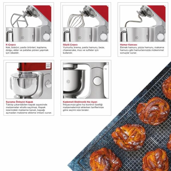 Kenwood KMX750BK kMix 1000W 5 Litre Stand Mikser - Silver / Siyah