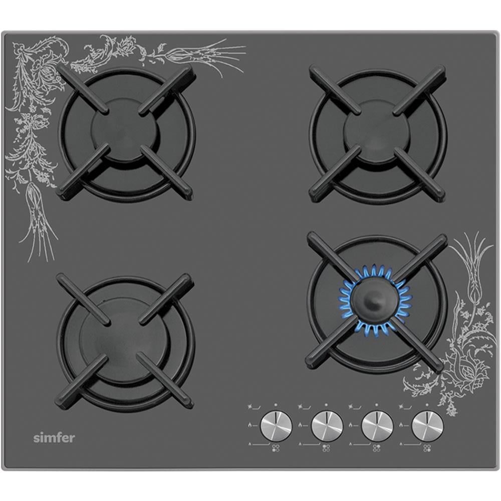 Simfer 3037 Desenli Siyah Cam Set Üstü Ocak (Doğalgaz Uyumlu)