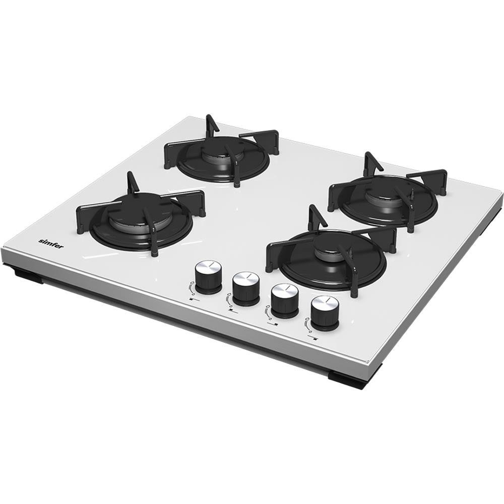 Simfer 3038 4 Gözlü Beyaz Cam Set Üstü Ocak (Lpg Uyumlu)