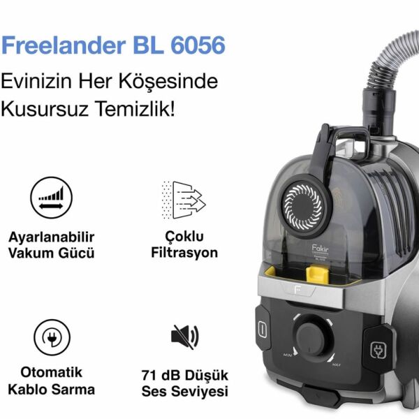 Fakir Freelander BL 6056 890W Toz Torbasız Elektrikli Süpürge - Silver Stone
