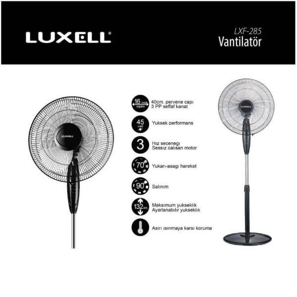 Luxell LXF-285 Salınımlı 16'' Ayaklı Vantilatör