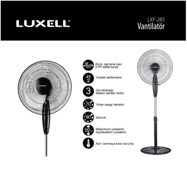 Luxell LXF-285 Salınımlı 16'' Ayaklı Vantilatör