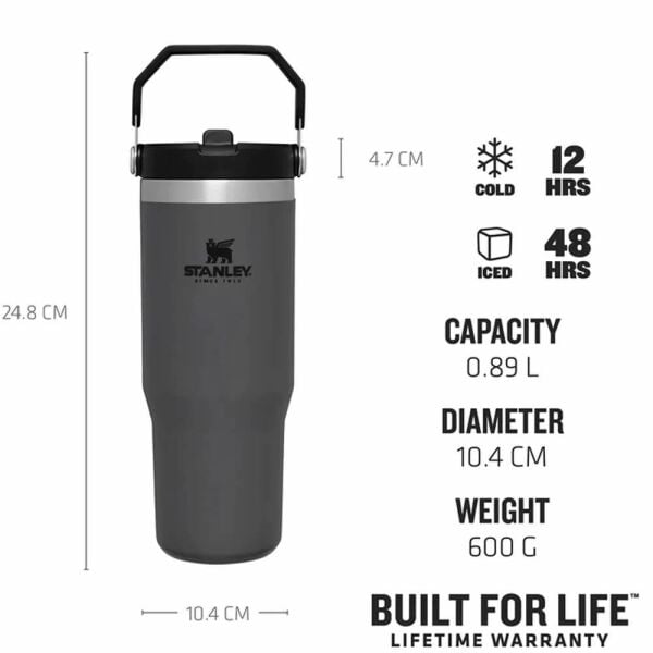Stanley 10-09993-194 The IceFlow Flip Straw 0,89 Litre Pipetli Termos Bardak - Füme