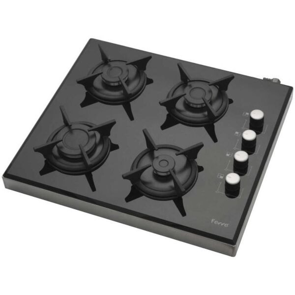 Ferre 1240 CE 4 Gözü Gazlı Döküm Izgaralı Siyah Cam Set Üstü Ocak