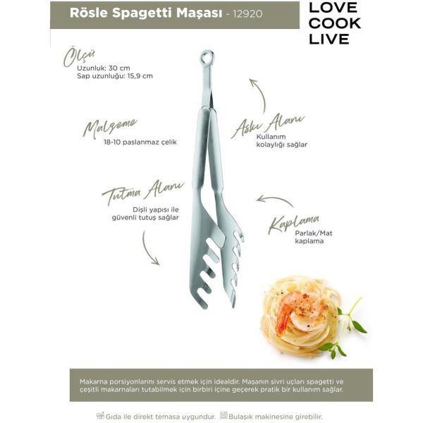 Rösle 12920 Paslanmaz Çelik Spagetti Maşası 30 Cm.