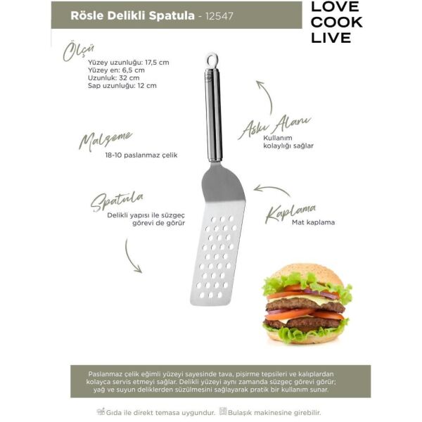 Rösle 12547 Paslanmaz Çelik Delikli Spatula - 32 Cm.