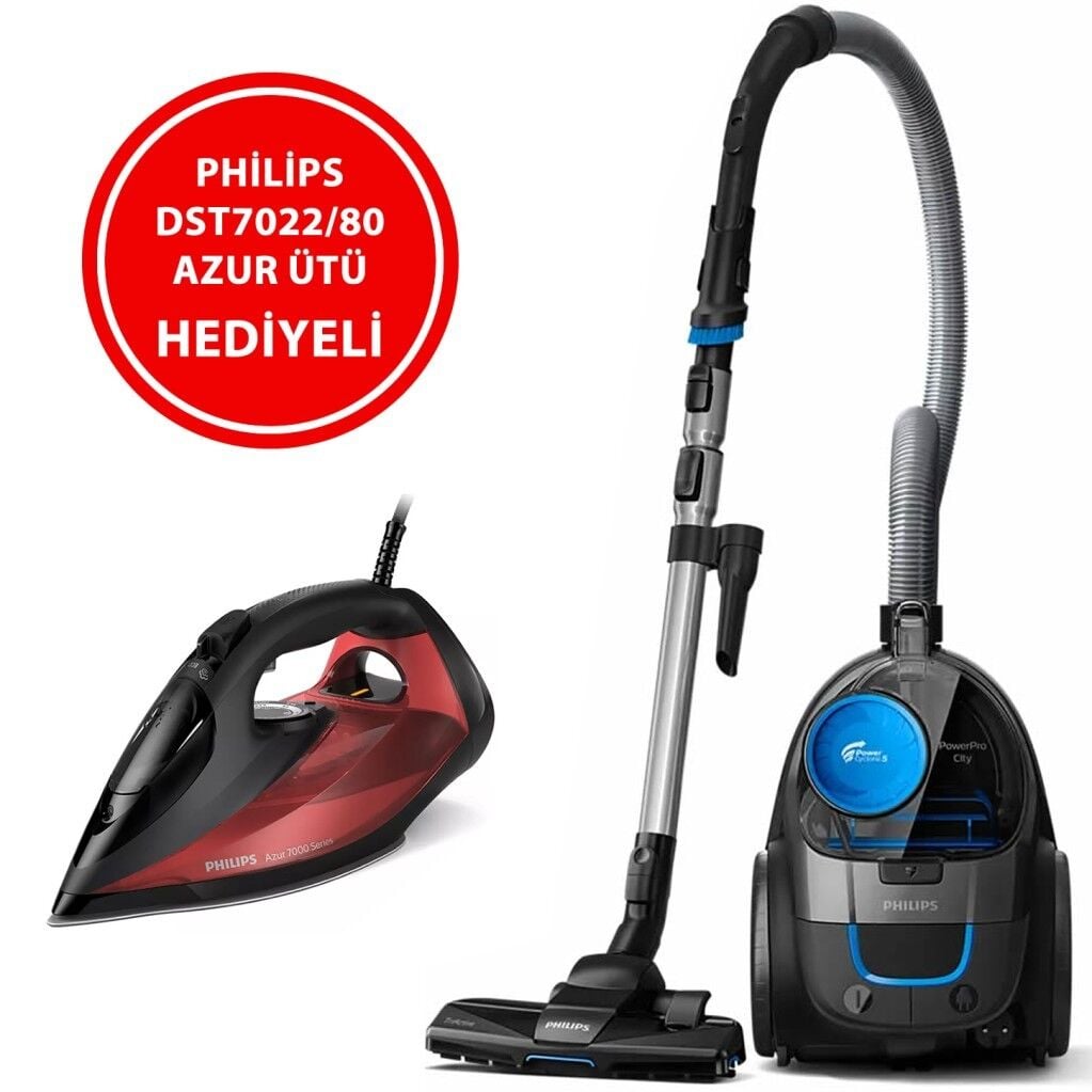 Philips FC9332/07 PowerPro Torbasız Süpürge + DST7022/40 Ütü Hediyeli