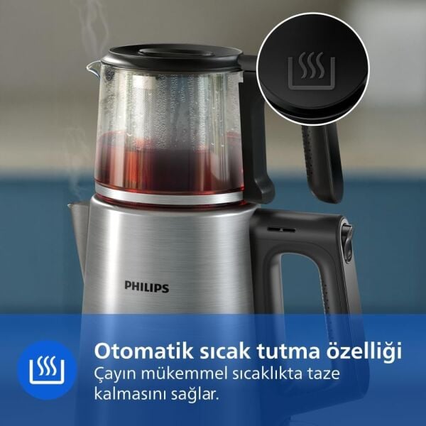 Philips HD7350/00 5000 Serisi 1900 W Cam Demlikli Çay Makinesi - İnox