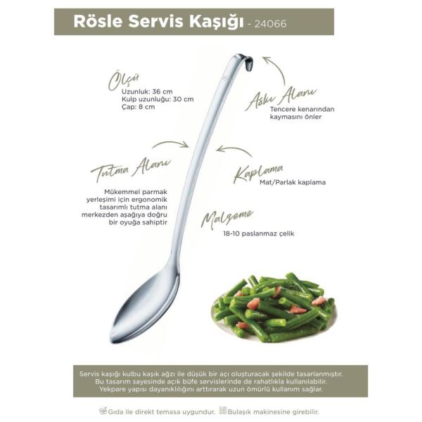 Rösle 24066 Paslanmaz Çelik Basting Servis Kaşığı - Ø 8 Cm.