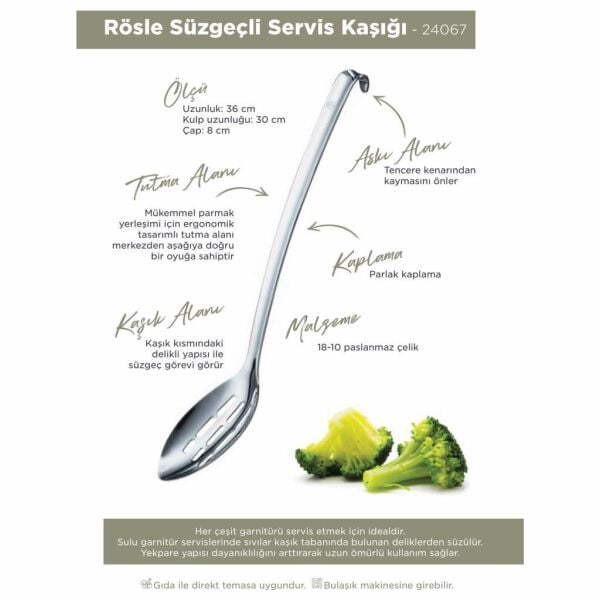 Rösle 24067 Paslanmaz Çelik Süzgeçli Servis Kaşığı - Ø 8 Cm.