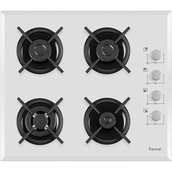 Ferre 1240-CE WB Wok Bekli Döküm Izgara Beyaz Cam Set Üstü Ocak