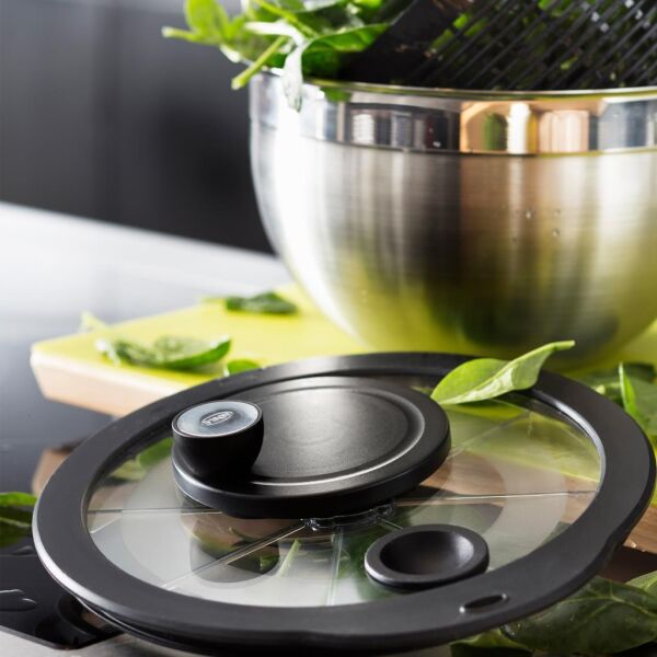 ösle 15695 Paslanmaz Çelik Cam Kapaklı Salata Kurutucu - Çap 24 Cm. / 5,4 Lt.