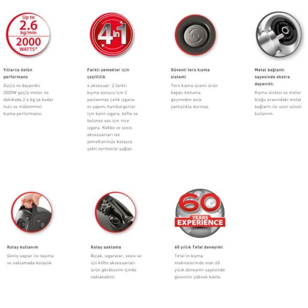 Tefal HV8 2000 Watt Kıyma Makinesi - Siyah