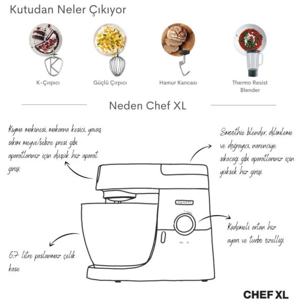 Kenwood KVL4110S Chef XL 1200W 6.7 Litre Stand Mikser