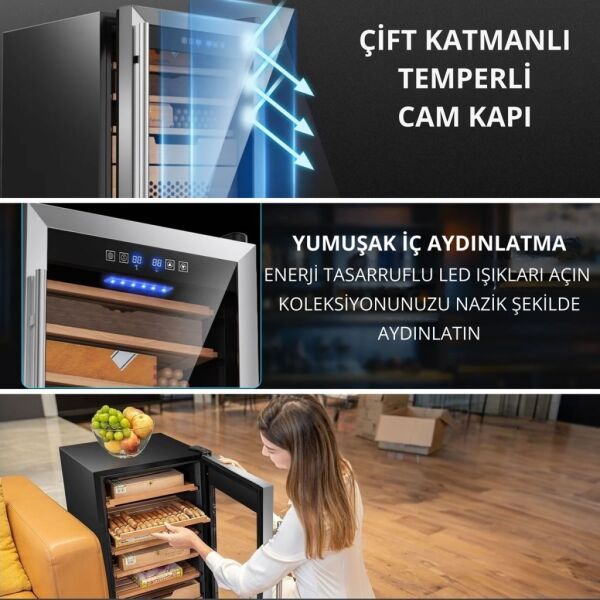 Berfmann BFC486-SG Cedro Humidor 486 Puro Kapasiteli Elektronik Puro Dolabı