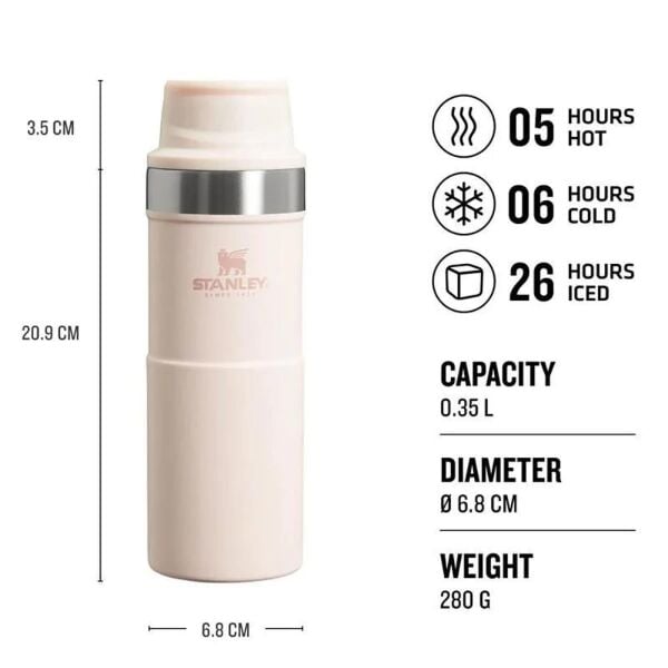 Stanley 10-09848-068 Klasik Trigger Action 0,35 Litre Çelik Termos Bardak - Açık Pembe