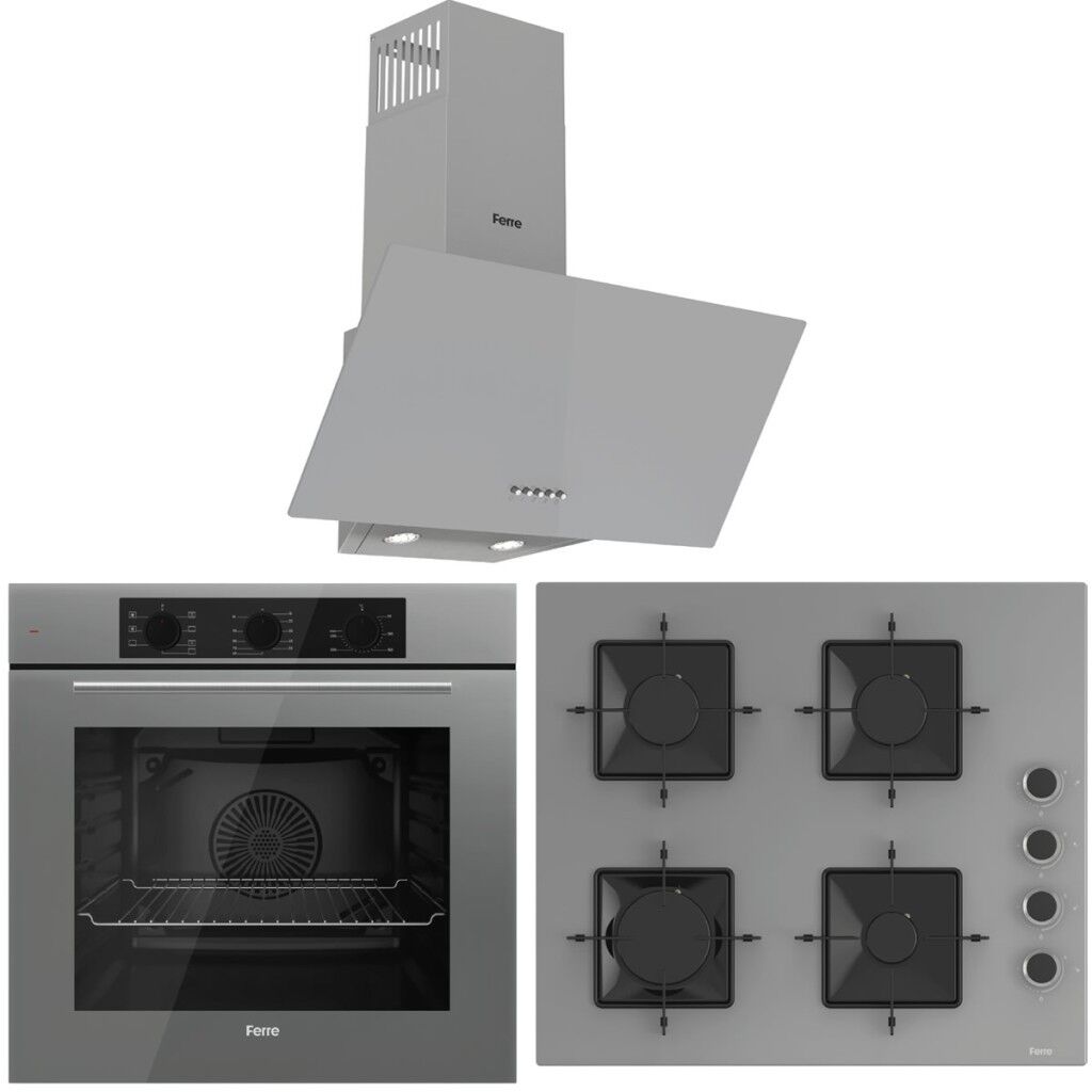 Ferre FlowArt QBL62CPR - SS208 - D088 SA 7 Prog. Mekanik Turbo Ankastre Set - Gri