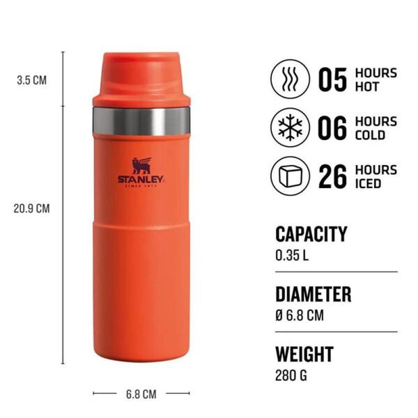 Stanley 10-09848-070 Klasik Trigger Action 0,35 Litre Çelik Termos Bardak - Turuncu