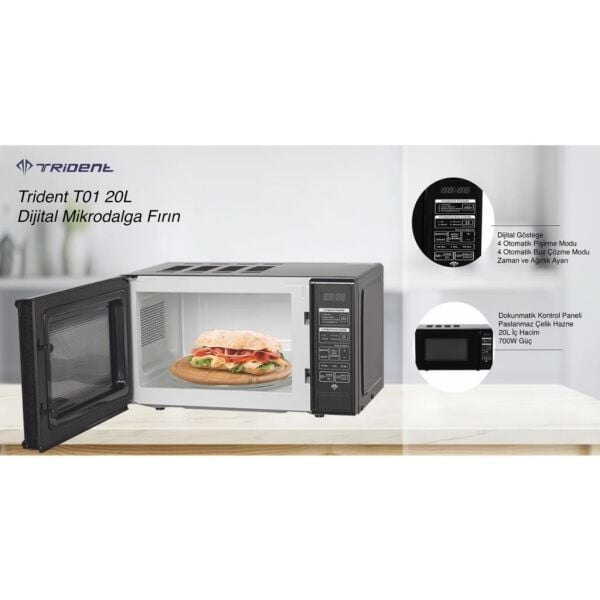 Trident T01 Dijital 20 Litre Solo Mikrodalga Fırın