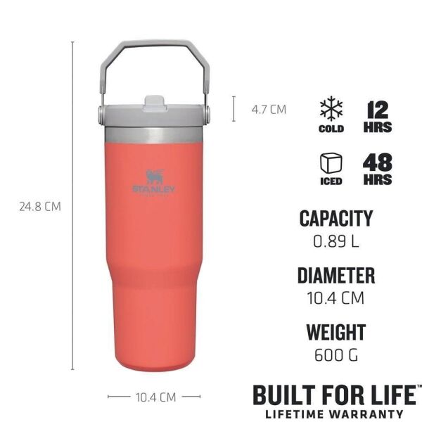 Stanley 10-09993-195 The IceFlow Flip Straw 0,89 Litre Pipetli Termos Bardak - Açık Mercan