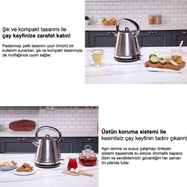Fakir Percy 1.7 Litre 2200 W Paslanmaz Çelik Kettle