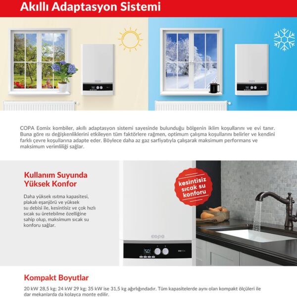 Copa Eomix 24 kW Premix Tam Yoğuşmalı Kombi