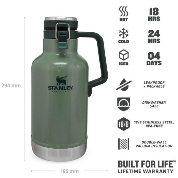 Stanley 10-01941-067 Klasik Vakumlu 1.9 Litre Çelik Termos - Yeşil