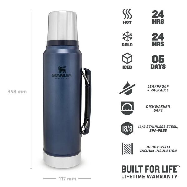 Stanley 10-08266-017 Klasik Vakumlu 1 Litre Çelik Termos - Lacivert
