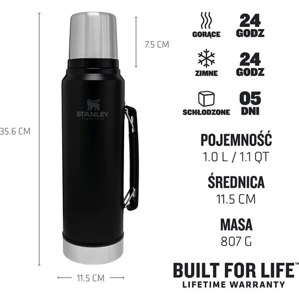 Stnaley 10-08266-002 Klasik Vakumlu 1 Litre Çelik Termos - Siyah
