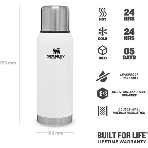 Stanley 10-01570-021 Adventure Vakumlu 1 Litre Çelik Termos - Beyaz