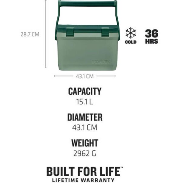 Stanley 10-01623-197 Adventure 15 Litre Taşınabilir Soğutucu Kamp Buzluğu - Yeşil