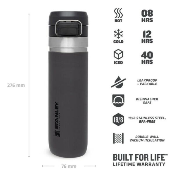 Stanley 10-09149-030 The Quick Flip 0.70 Litre Çelik Termos - Füme