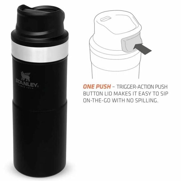 Stanley 10-09848-007 Klasik Trigger Action 0,35 Litre Çelik Termos Bardak - Siyah