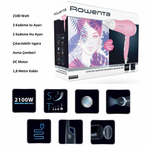 Rowenta CV5517 Flower Touch 2100W Saç Kurutma Makinesi
