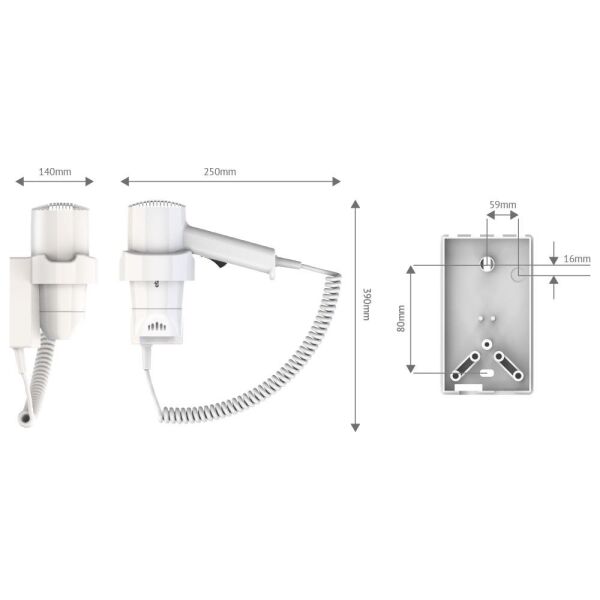 Etap EE183 Otello Pure 1350 W Duvara Monte Otel Tipi Saç Kurutma Makinesi