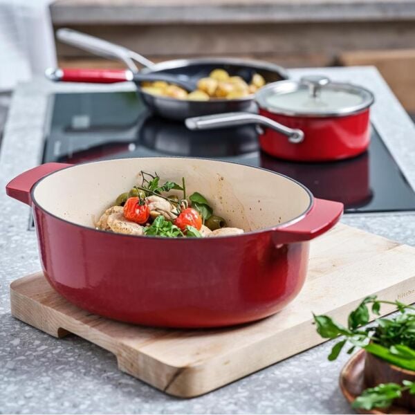 KitchenAid CC006063-001 5.6 Litre 30 cm. Oval Döküm Demir Tencere - Kırmızı