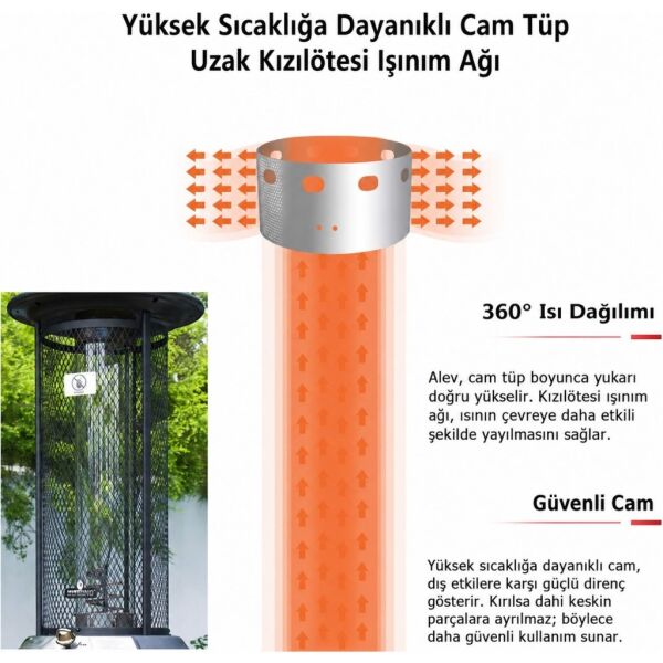 Berfmann BPH-225RW 48.000 Btu Flame Gazlı Dış Mekan Isıtıcı