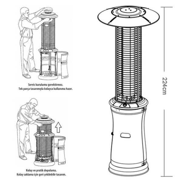 Berfmann BPH-225RW 48.000 Btu Flame Gazlı Dış Mekan Isıtıcı